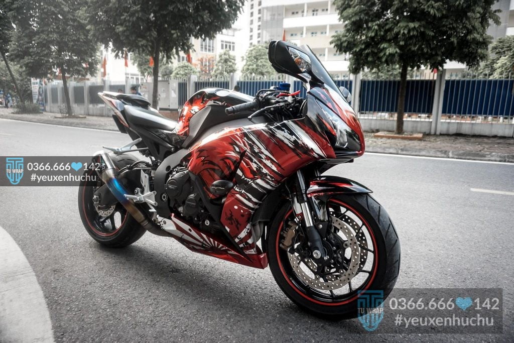 tem xe cbr1000 thiết kế sói đỏ đen 2