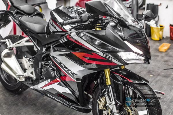 tem xe cbr150 đen bạc candy