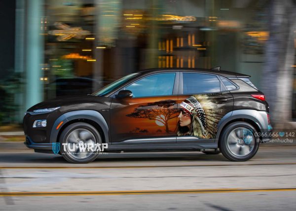 Dán decal xe Kona cô gái thổ dân